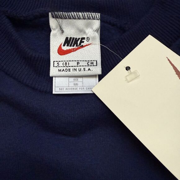 NWT VTG NIKE Swoosh Crewneck Sweatshirt YOUTH SMALL KIDS BOYS PULLOVER 90s USA - Picture 2 of 8